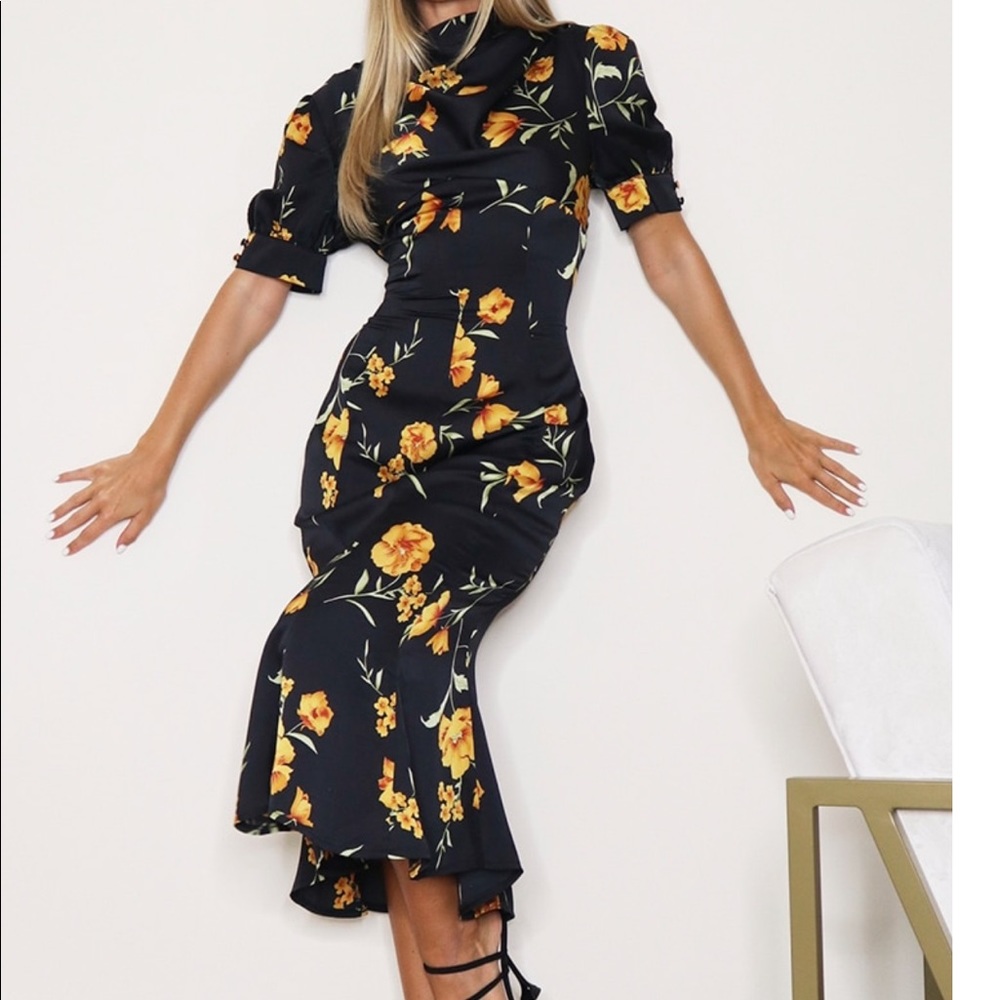 PLT black floral dress